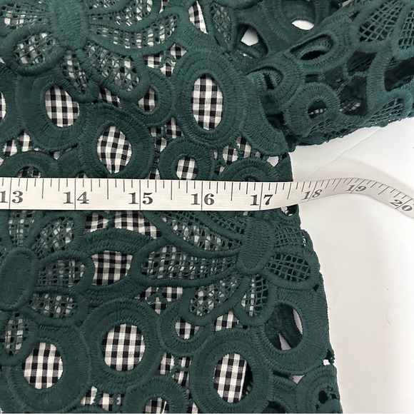 Anthropologie Maeve Green Pleated Lace Top Gabriella Gingham (size small) - Picture 10 of 10